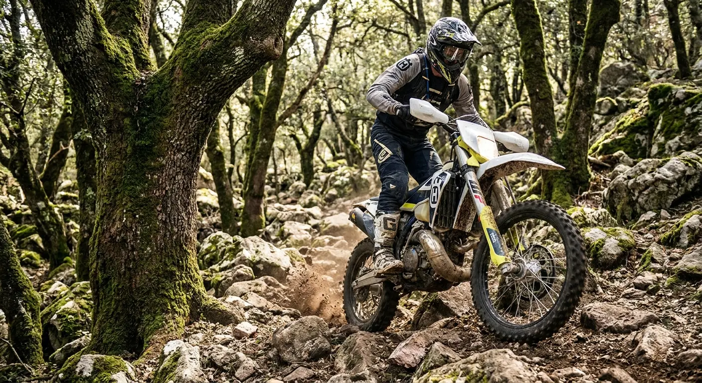 Enduro bike on technical trail