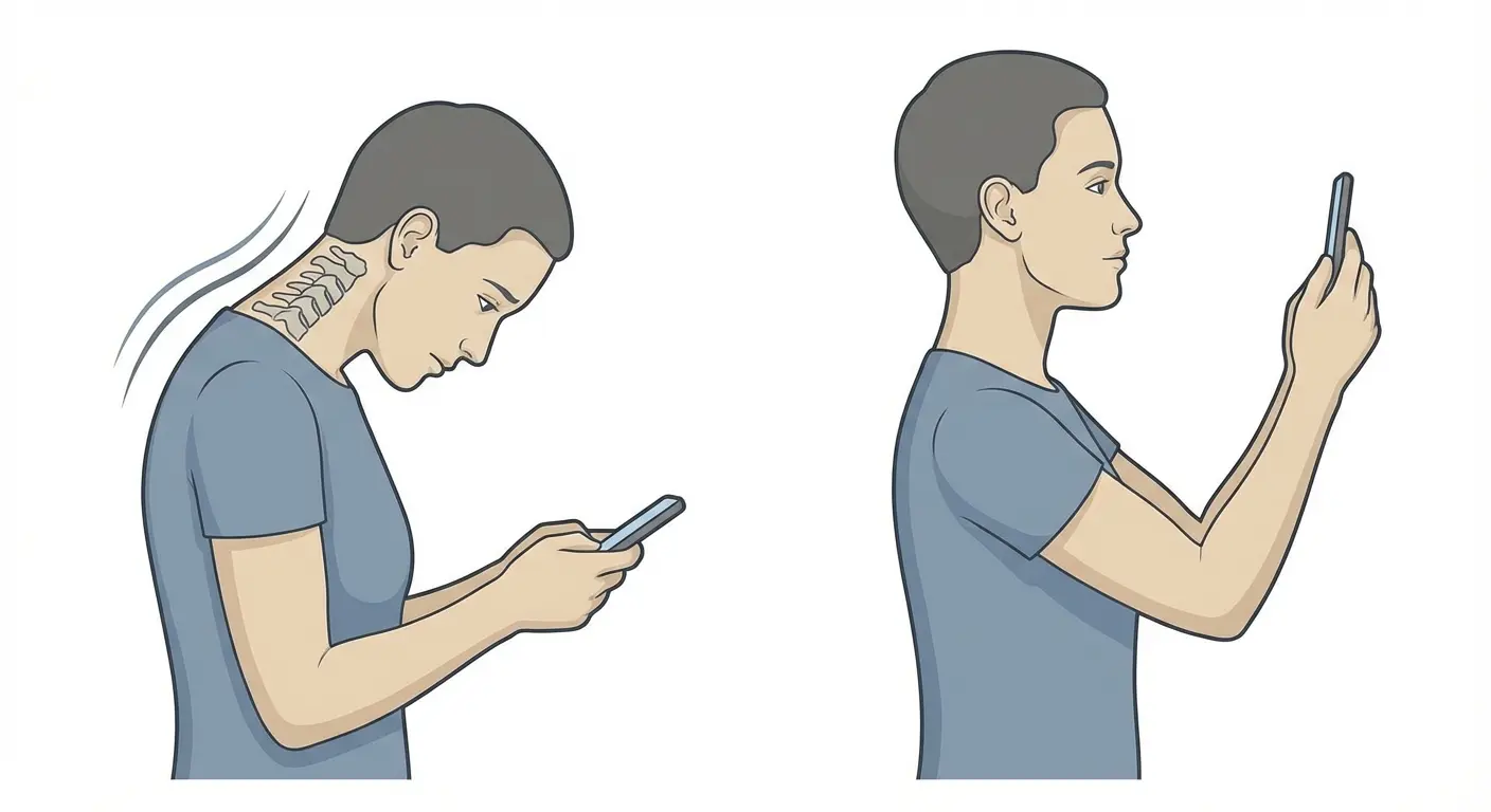 Proper phone viewing angle ergonomics diagram