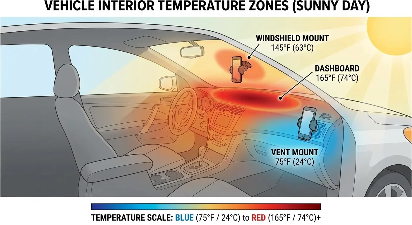 Vehicle interior temperature zones diagram