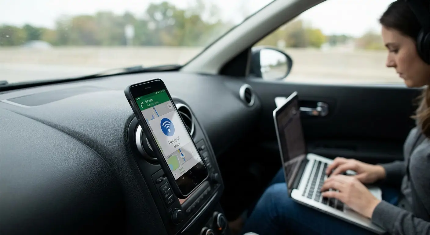 Phone mounted while running hotspot