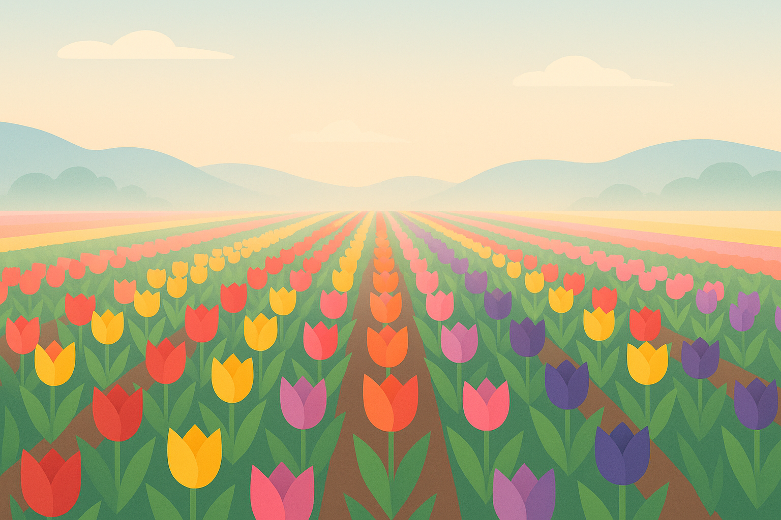 Tulip field landscape wallpaper