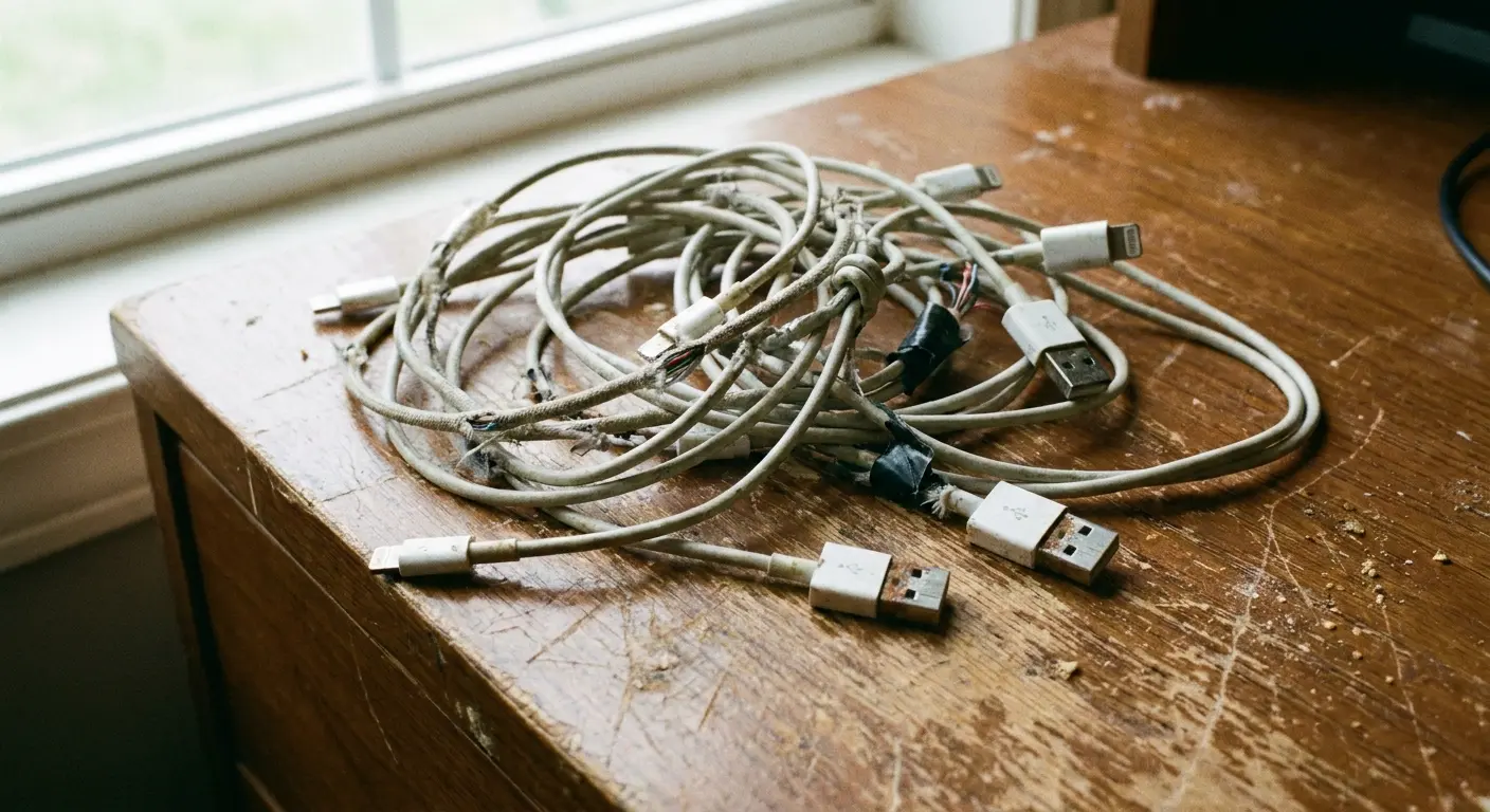 Damaged iPhone charging port internal components