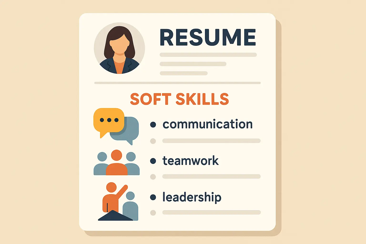 Professional presenting soft skills on resume