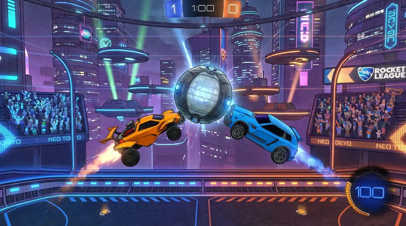 Rocket League Sideswipe car soccer match