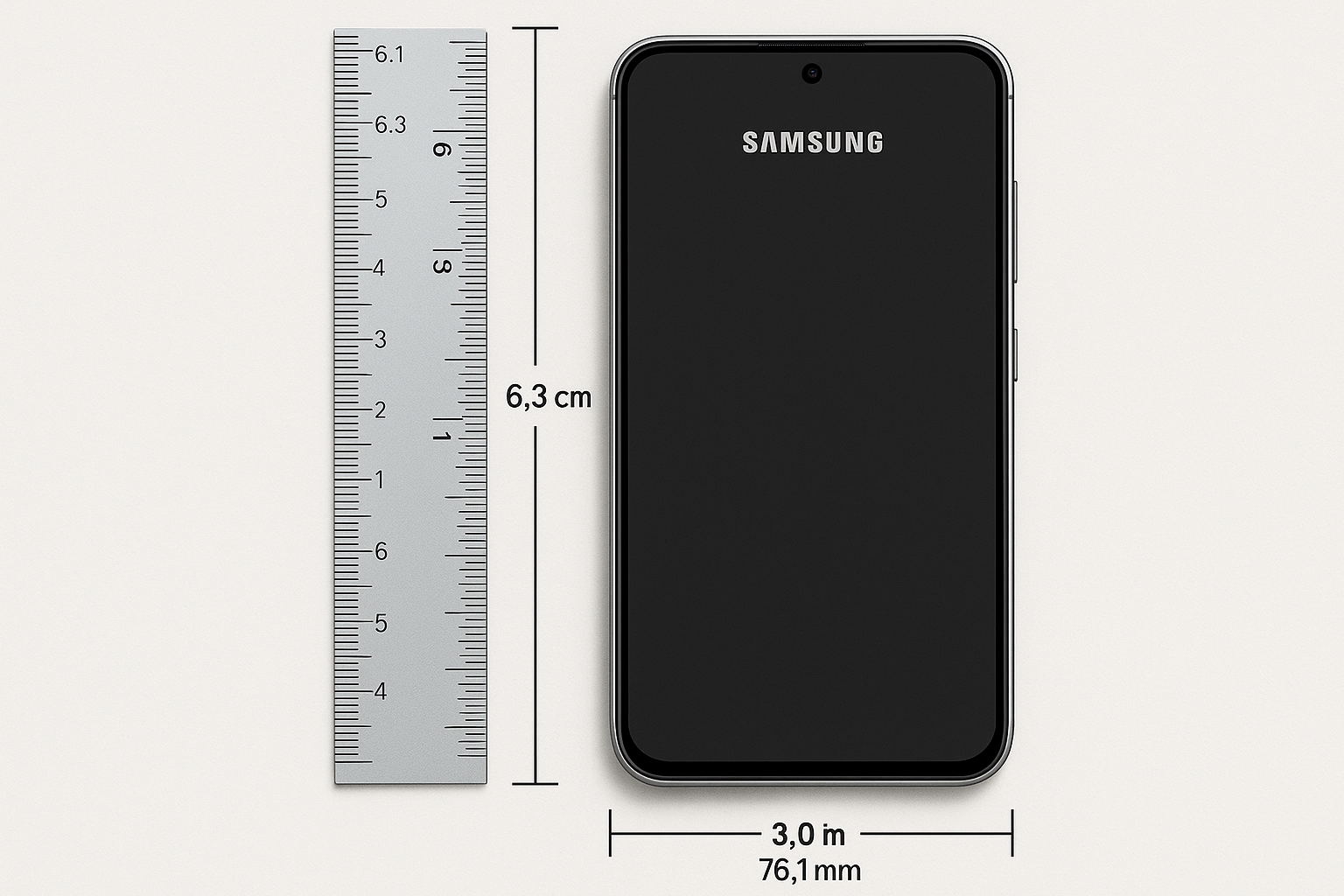 Samsung Galaxy device dimension measurement