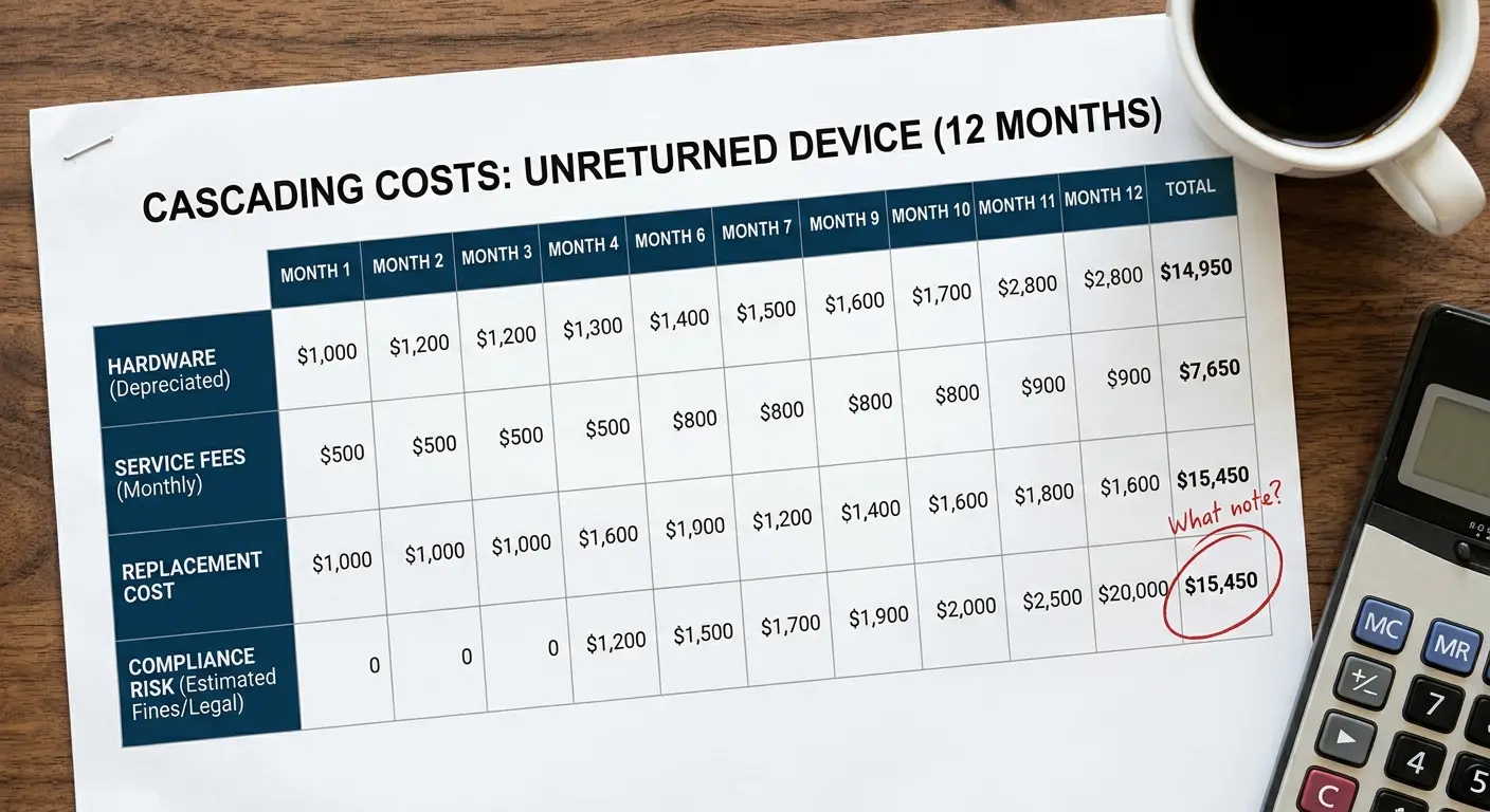 Cost breakdown of unreturned devices