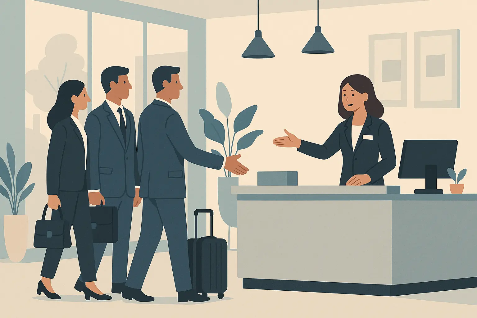 Corporate receptionist in professional office