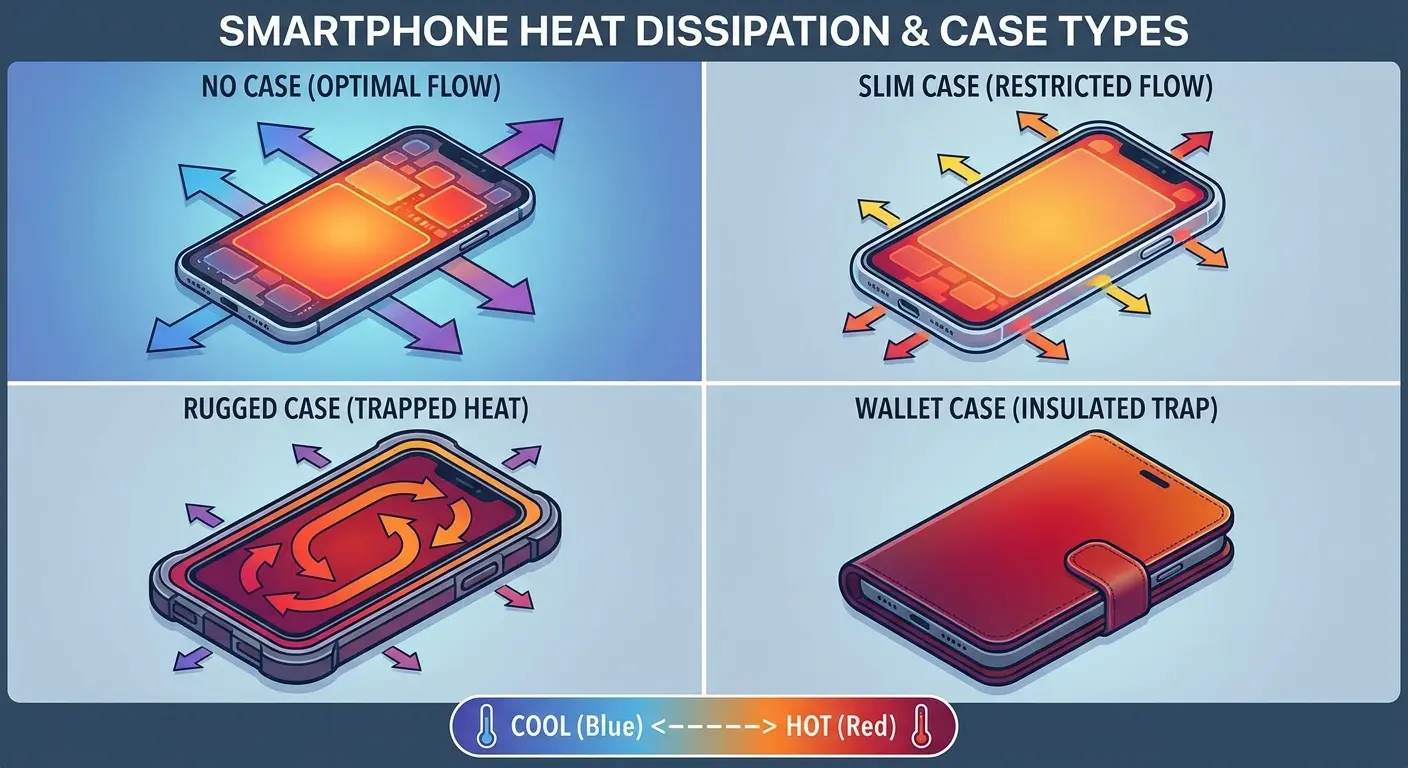 Phone case heat dissipation comparison