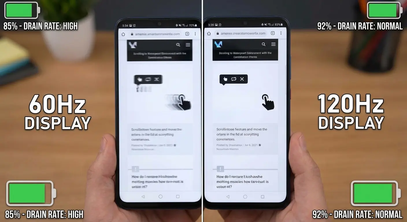 Screen refresh rate battery consumption comparison