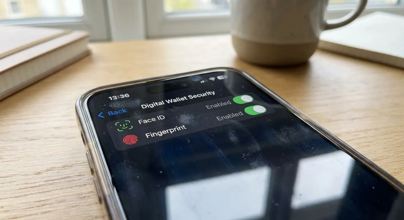 Smartphone authentication settings screen for mobile payments