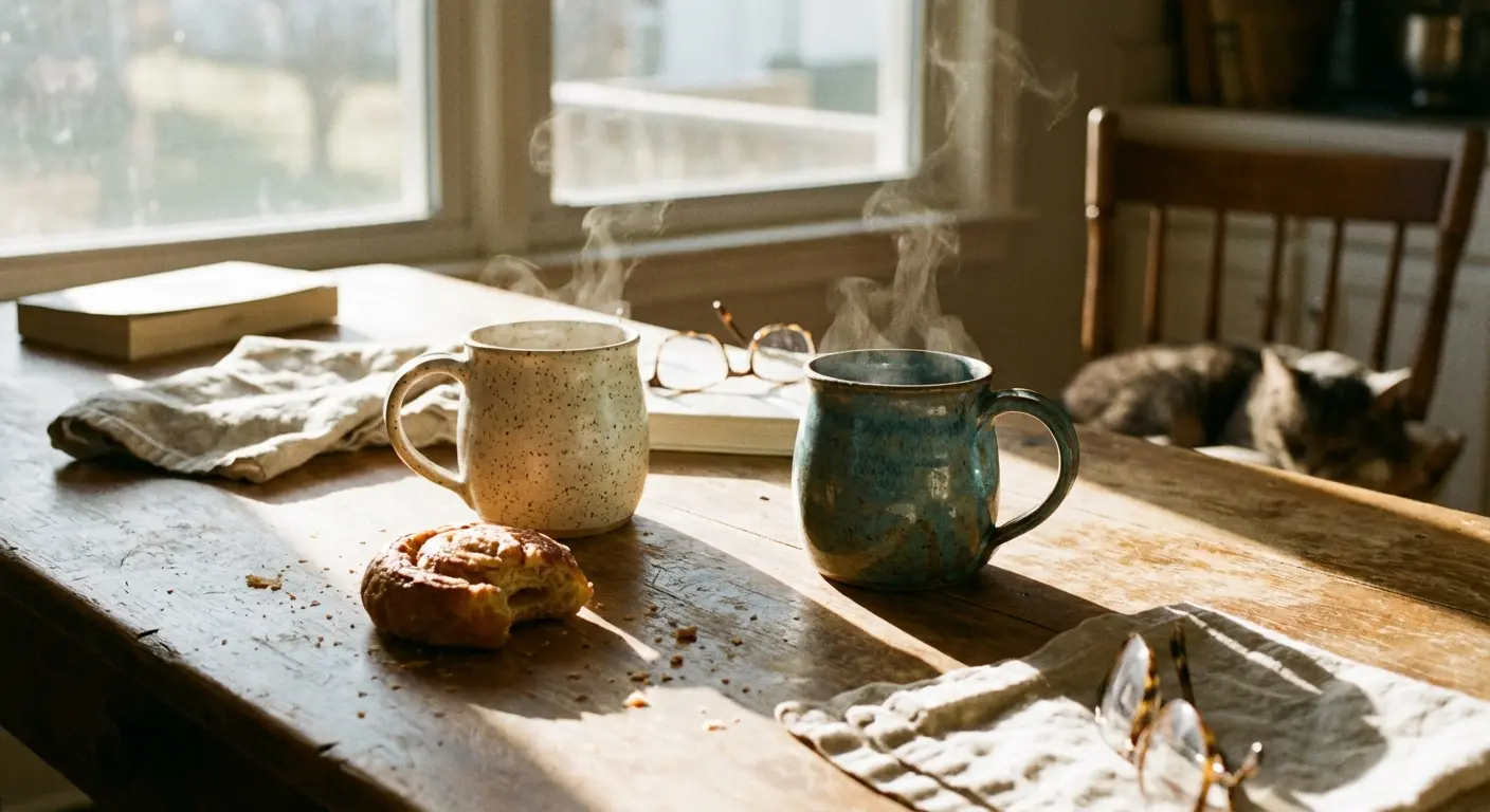 Morning coffee ritual representing love