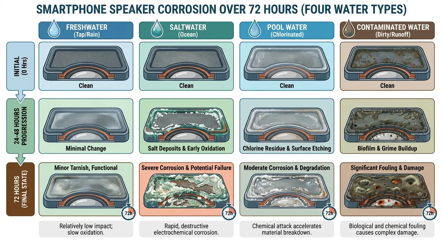 Water damage comparison on phone components