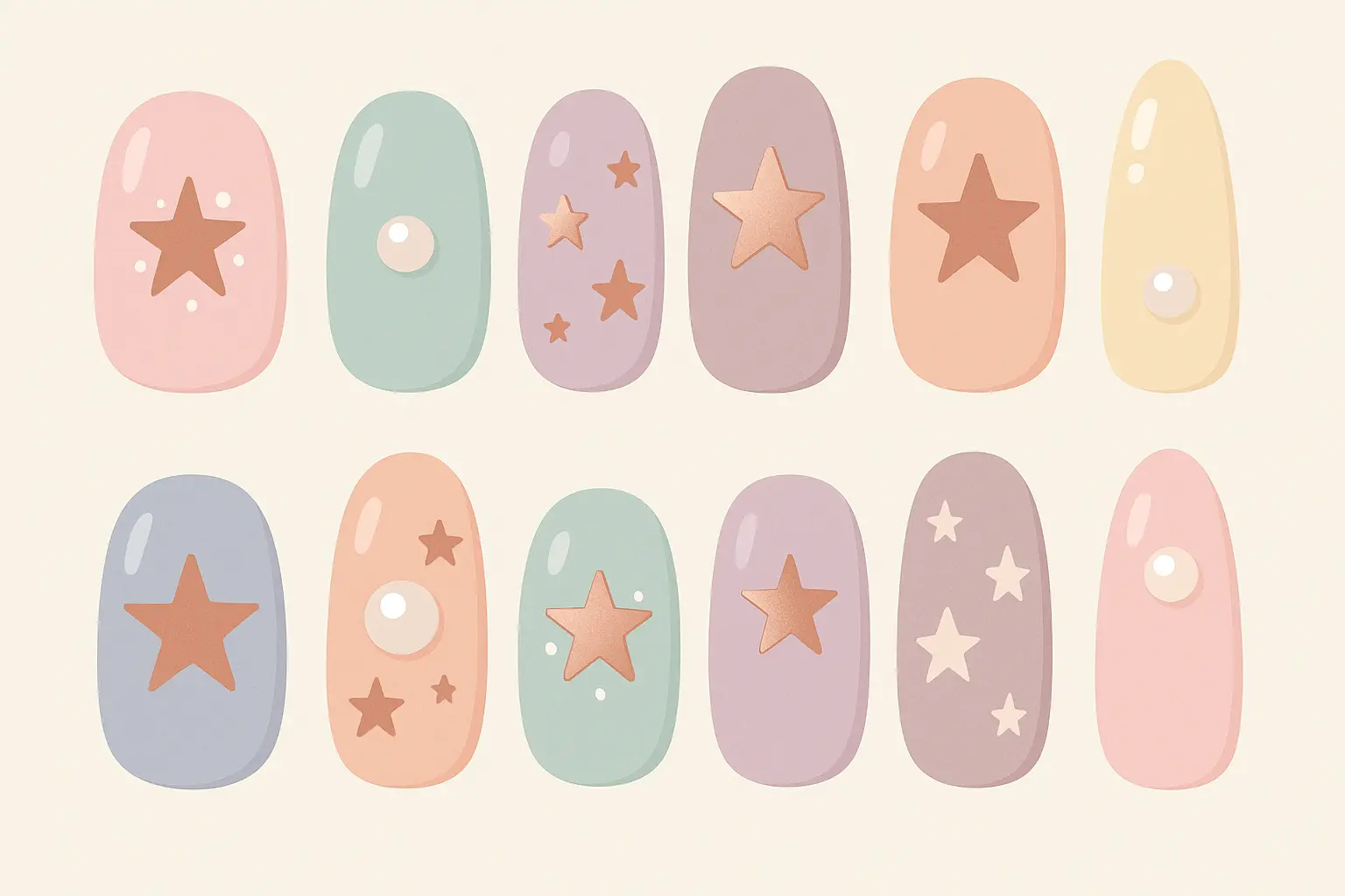 Romantic whimsical star nail designs