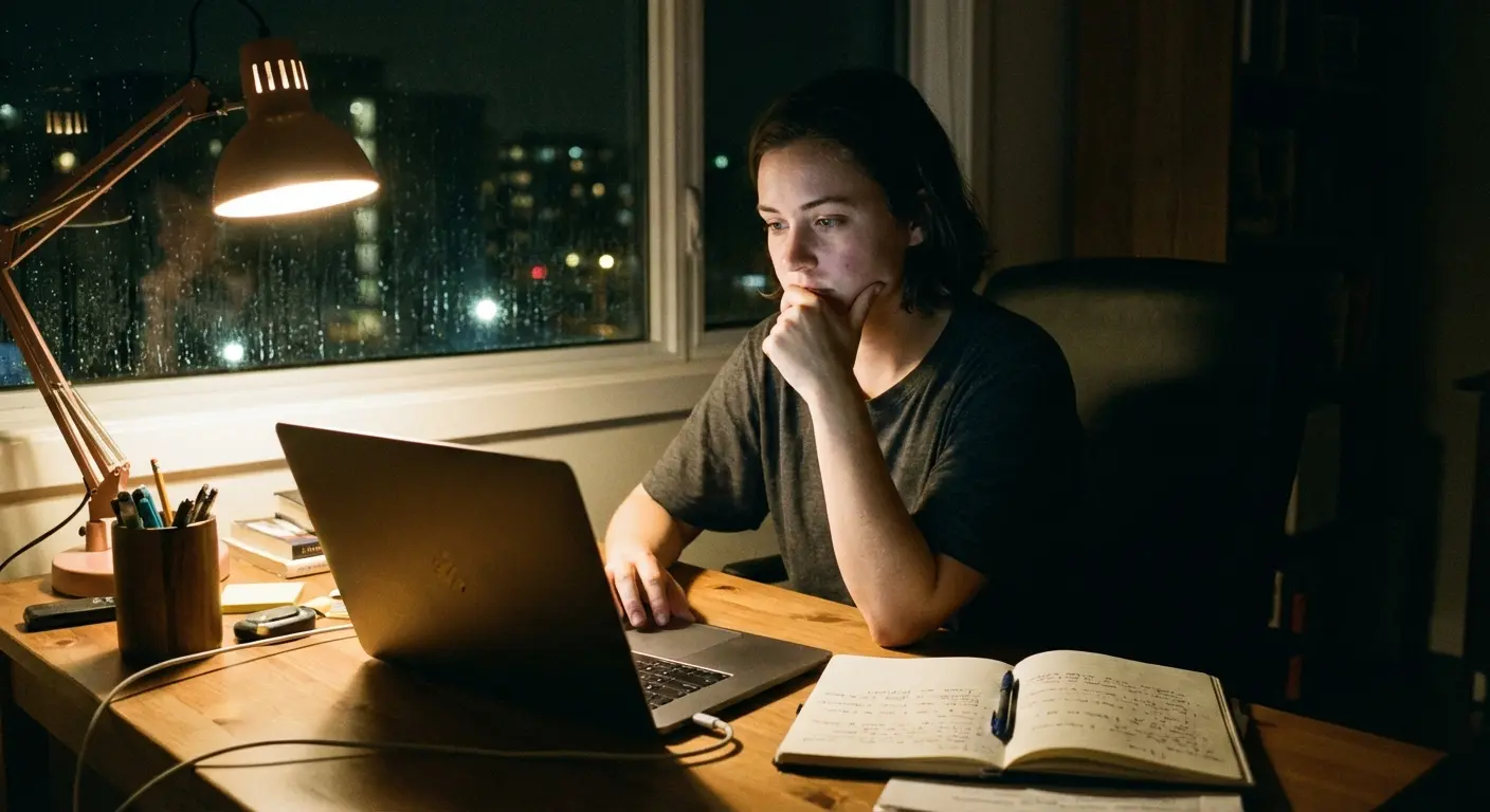 Woman staring at computer screen at 2 AM searching for aunt quotes