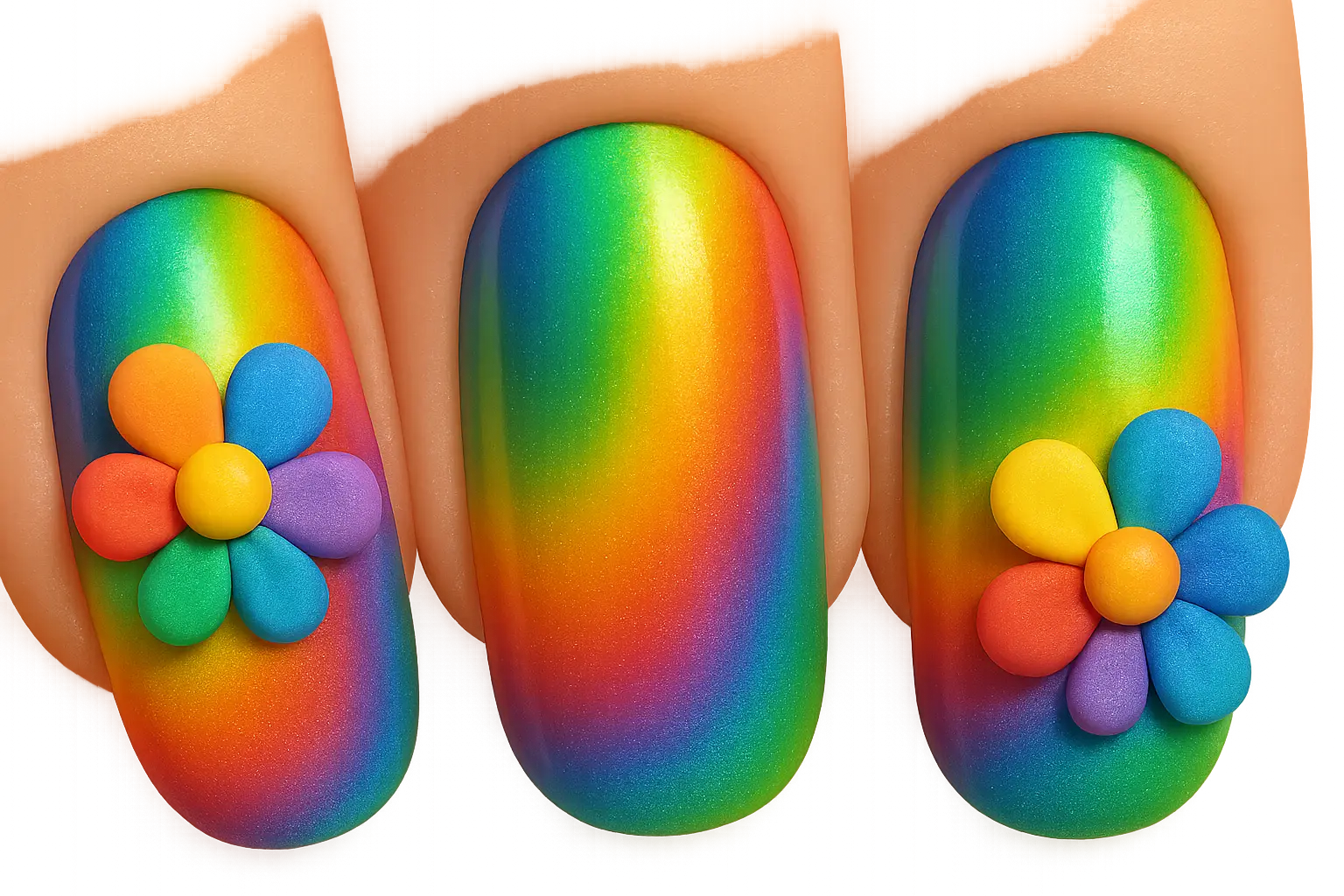 Textured rainbow sand nail design