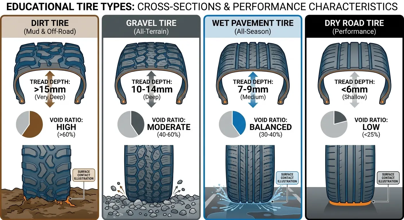 Weather and surface tire adaptation infographic