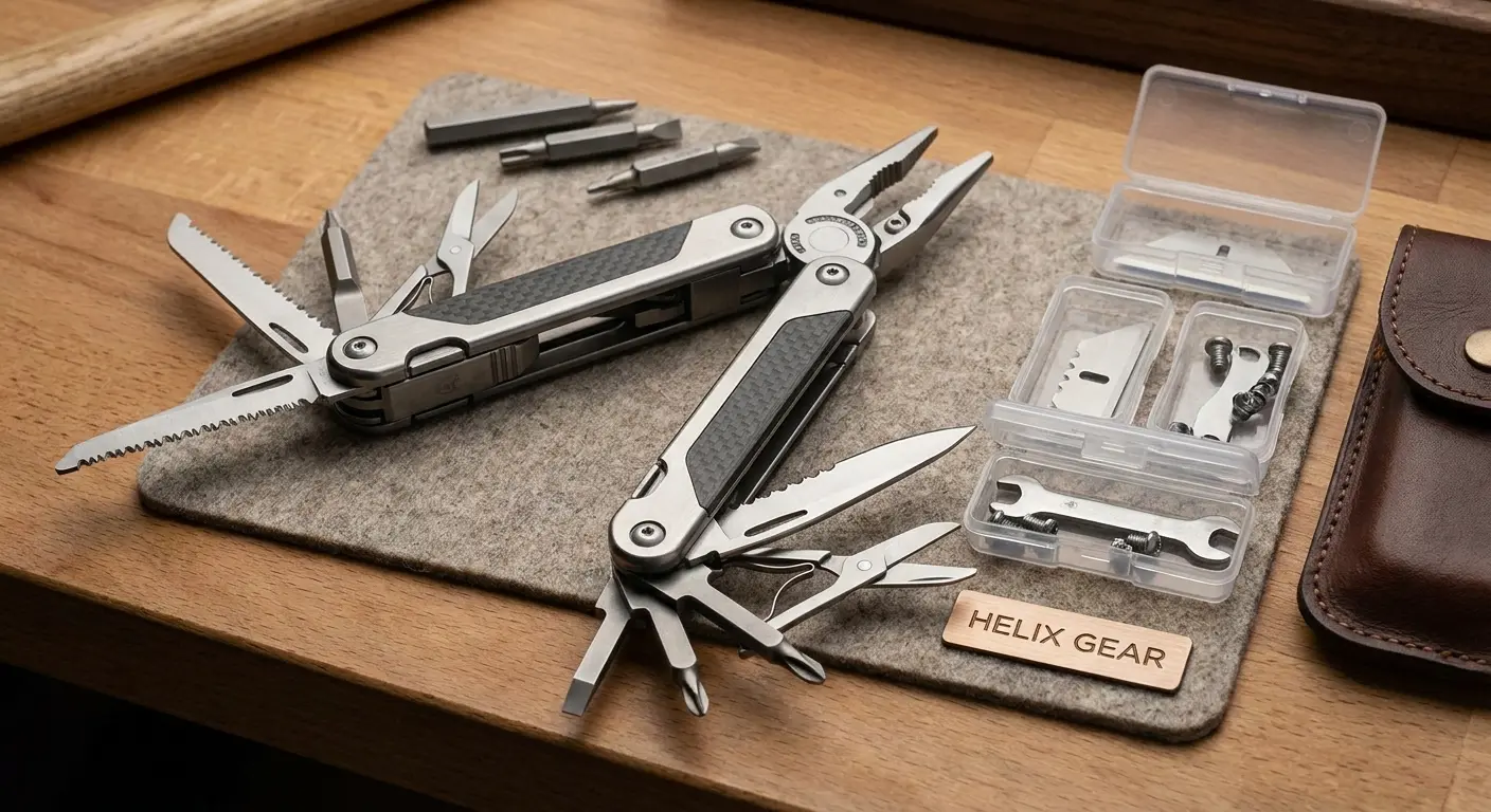 Multi-tool with replaceable components displayed