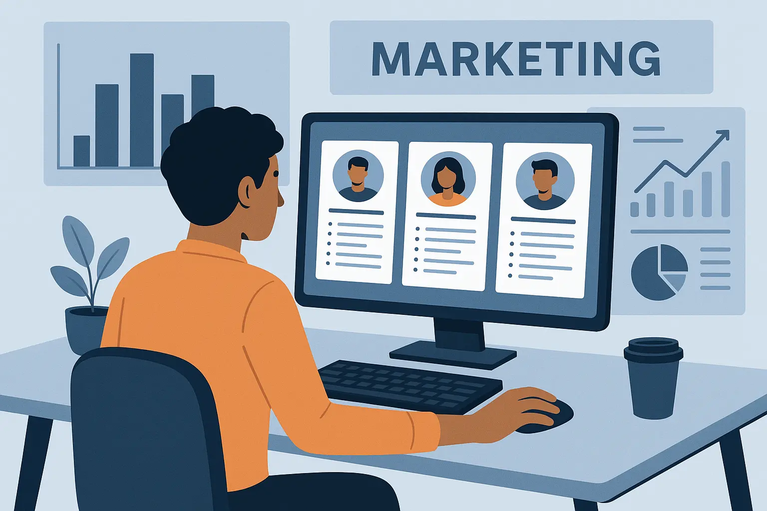 Marketing professional reviewing resume examples