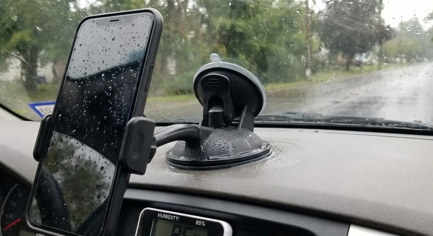 Condensation moisture phone mount failure