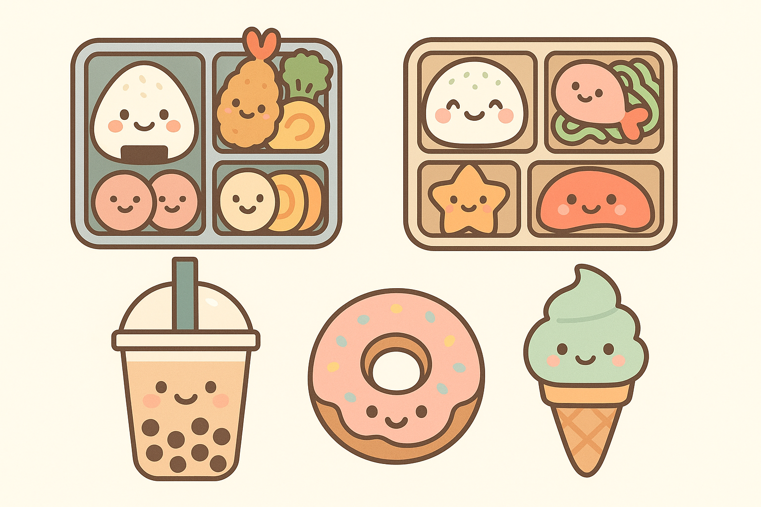 Food-themed kawaii wallpapers showcase
