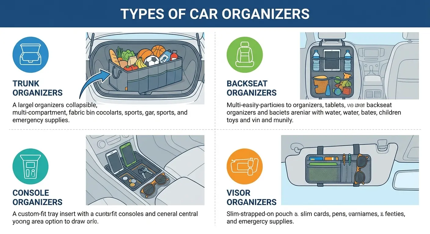 Car trunk organizer with compartments