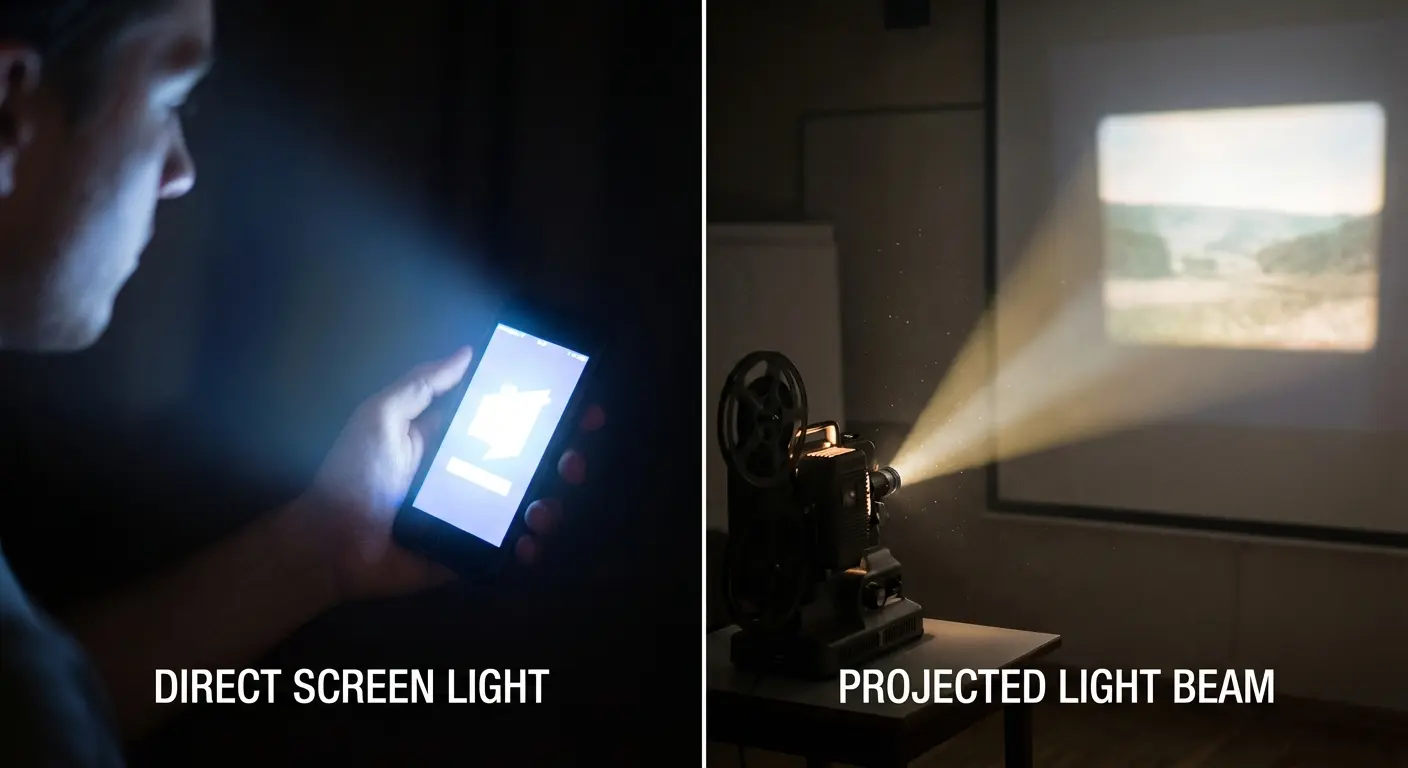 Brightness comparison chart for phone projection