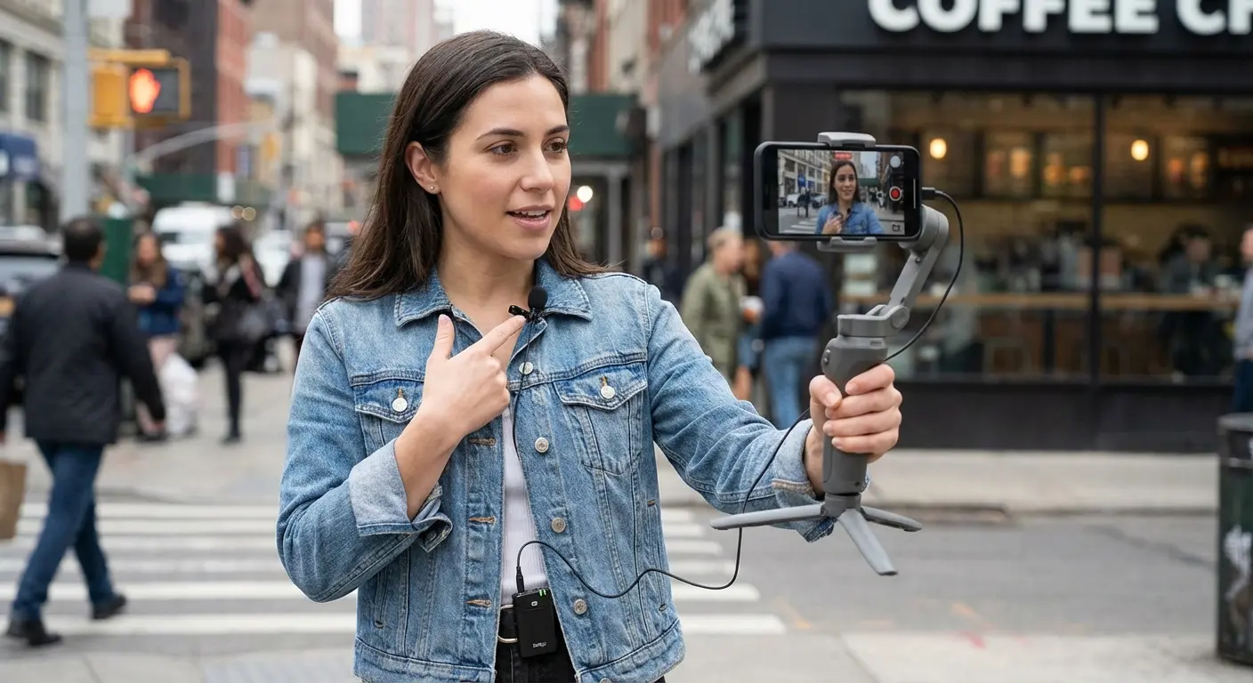 Video recording setup with phone microphone