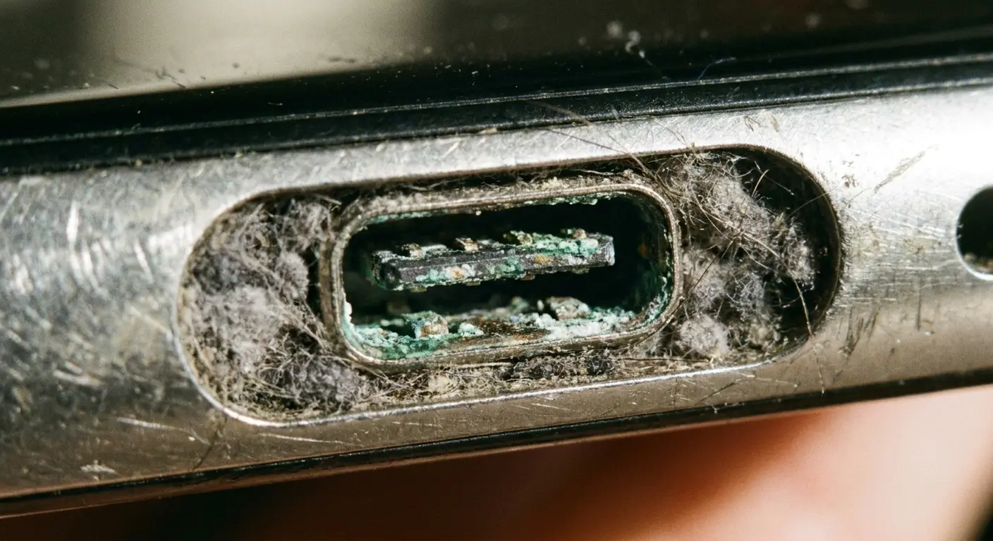 Charging port contamination and debris buildup