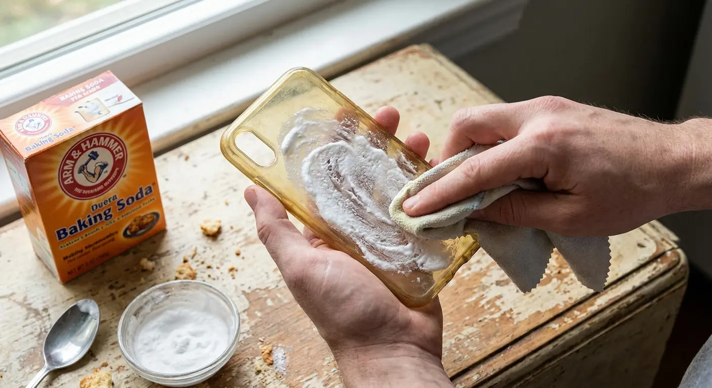 Baking soda paste on phone case