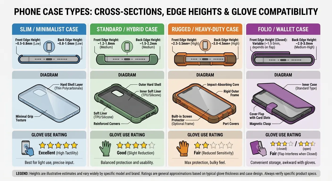 Phone case edge height comparison