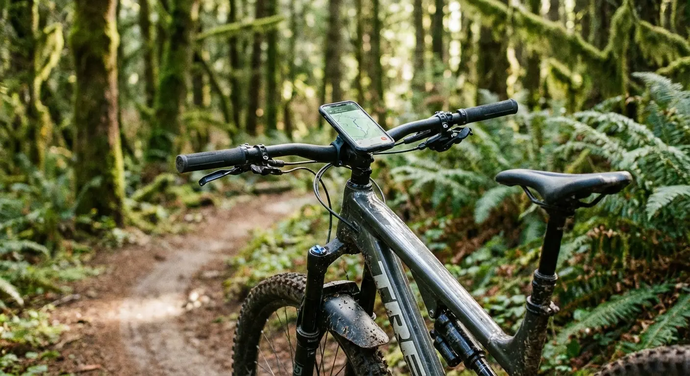 Close up of a phone mounted on a squat rack using a Rokform magnetic case