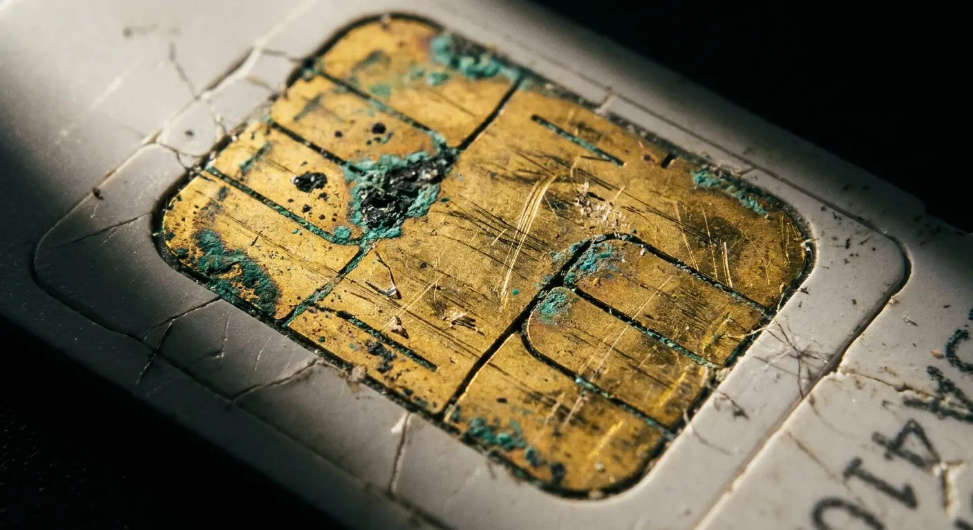 SIM card contact corrosion and degradation