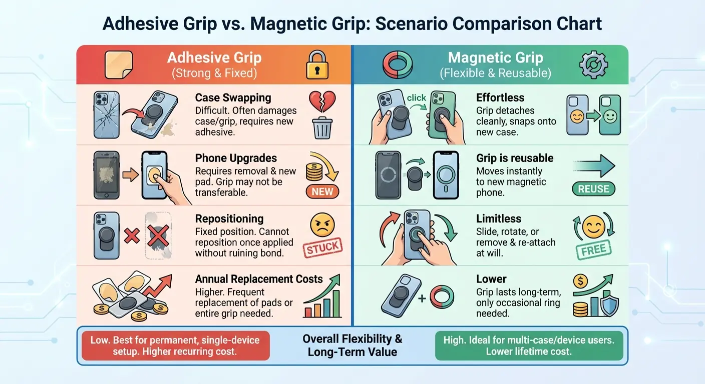 Adhesive grip residue on phone case