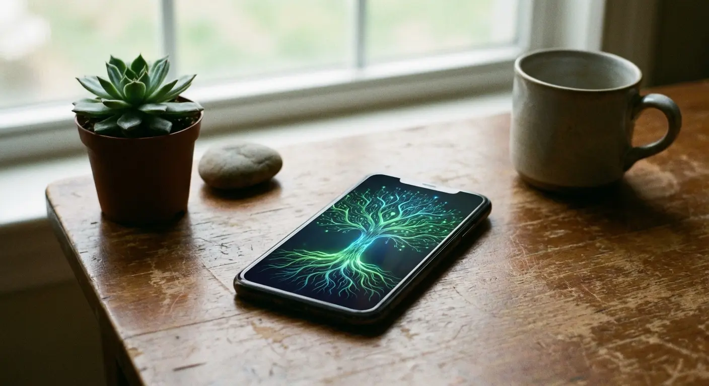 Forest app interface showing virtual trees growing