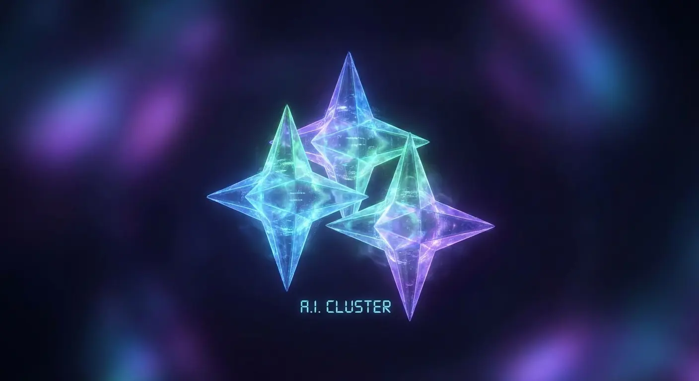 AI sparkles icon with cluster of three four-pointed stars