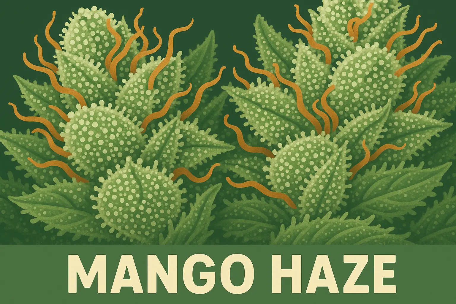 Close-up view of Mango Haze cannabis trichomes