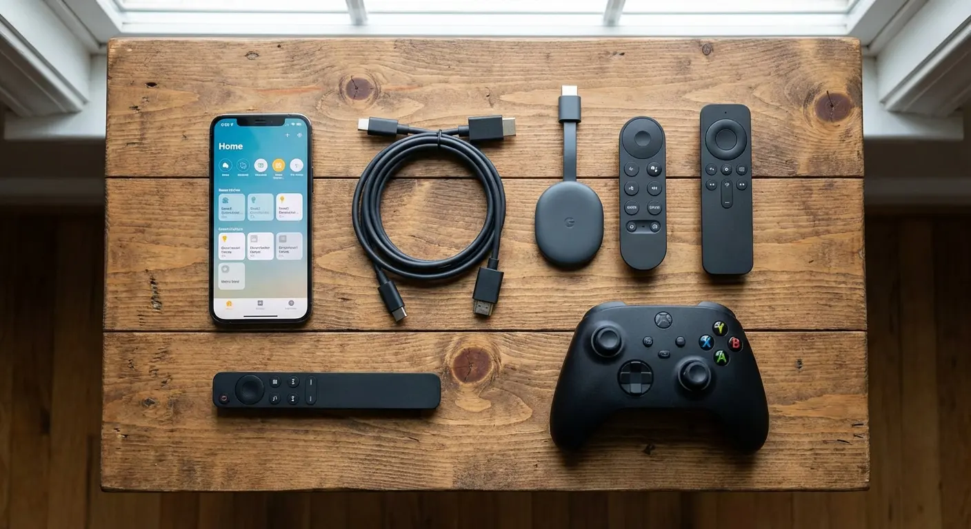 Phone connected to TV via adapter