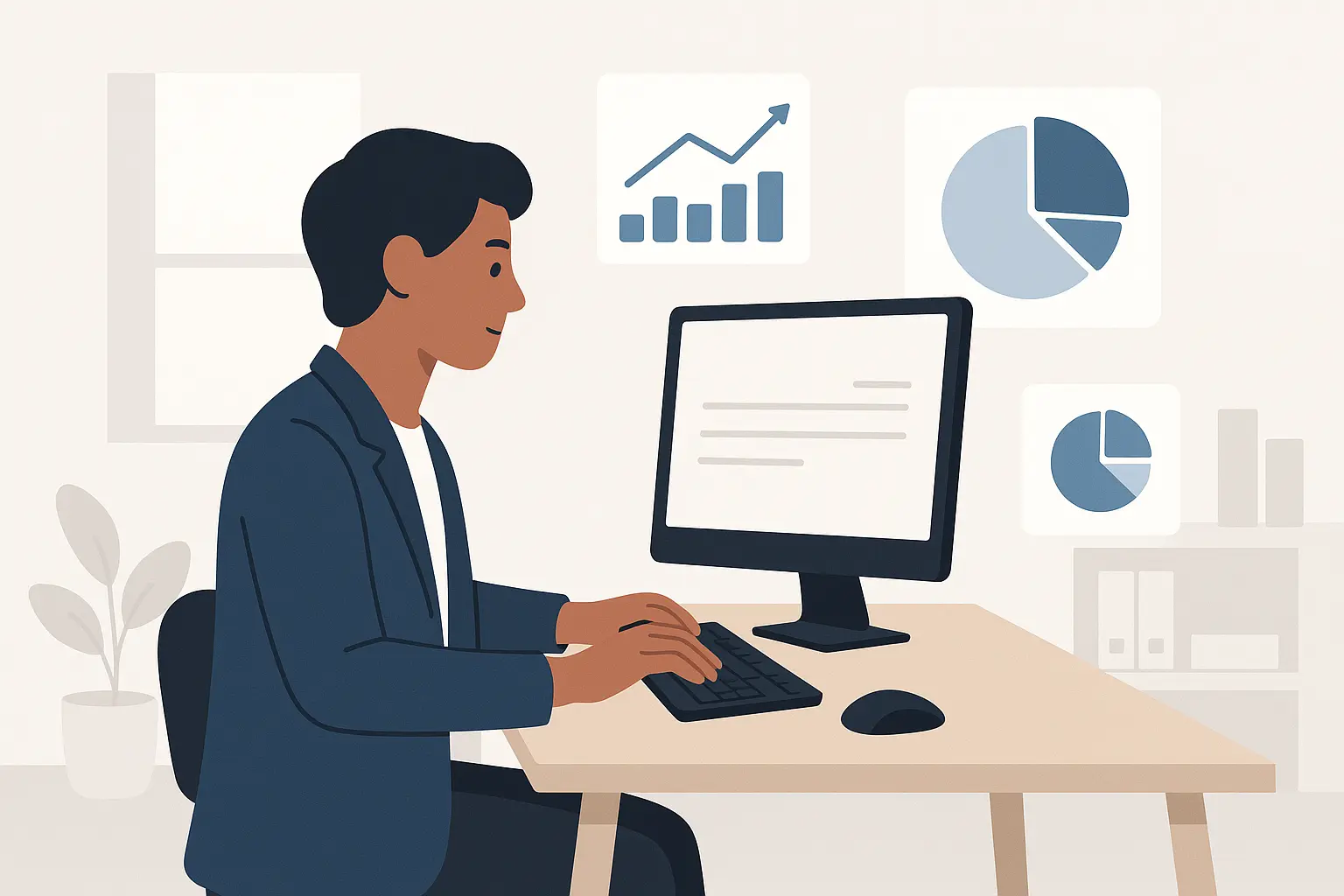 Data entry professional working at computer
