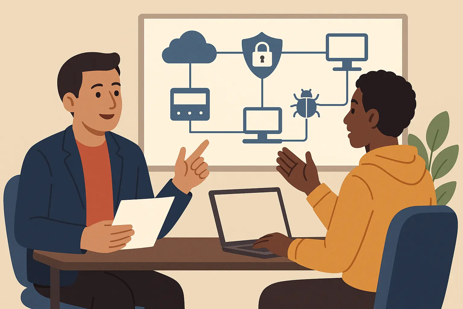 Security professional explaining technical concepts