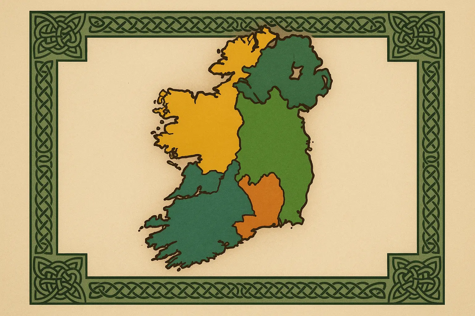 Map of Ireland showing different provinces and counties