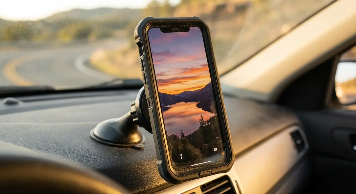 Rokform rugged case protecting a phone with a zen wallpaper