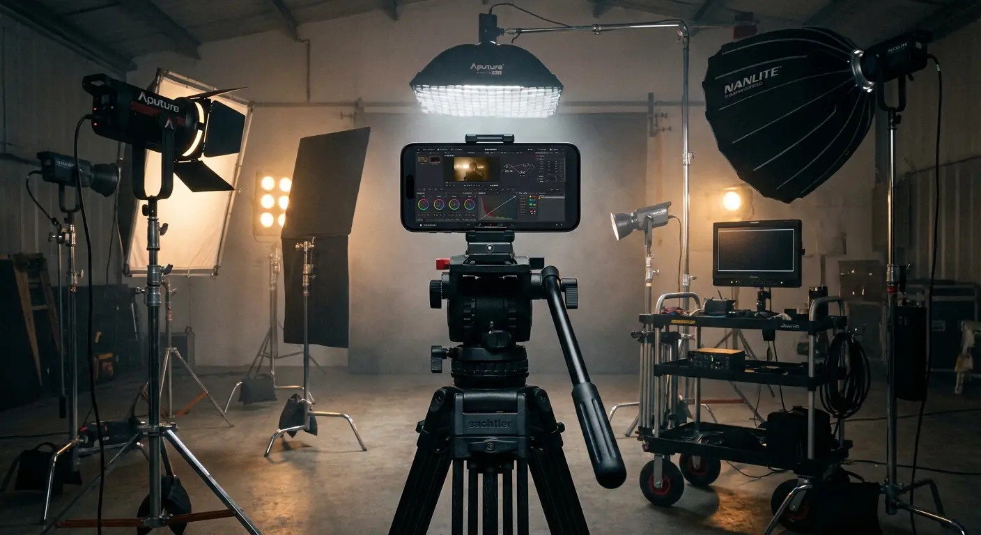 Professional video editing timeline interface on iPhone