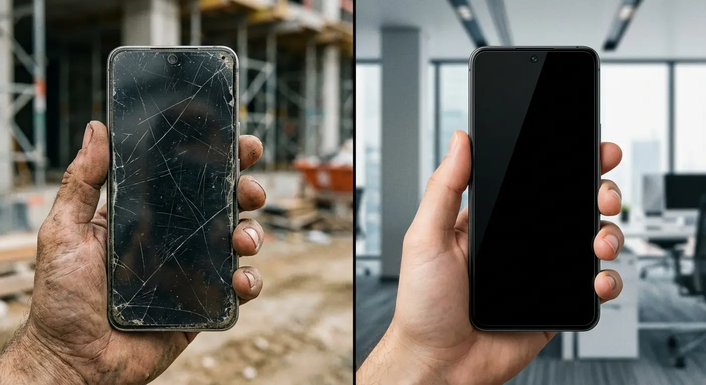 Screen protector comparison between construction worker and office worker