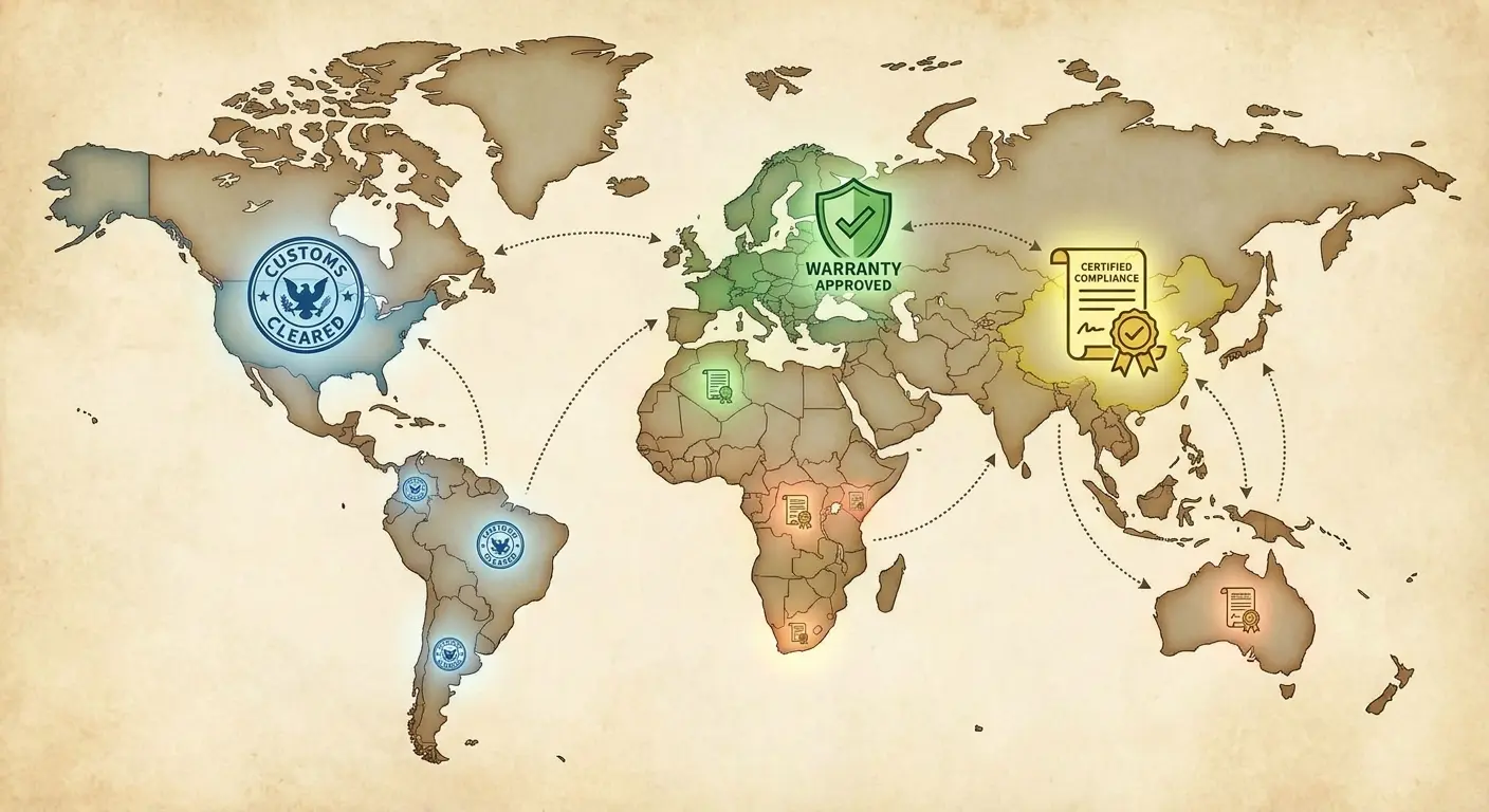 World map showing regional compliance requirements