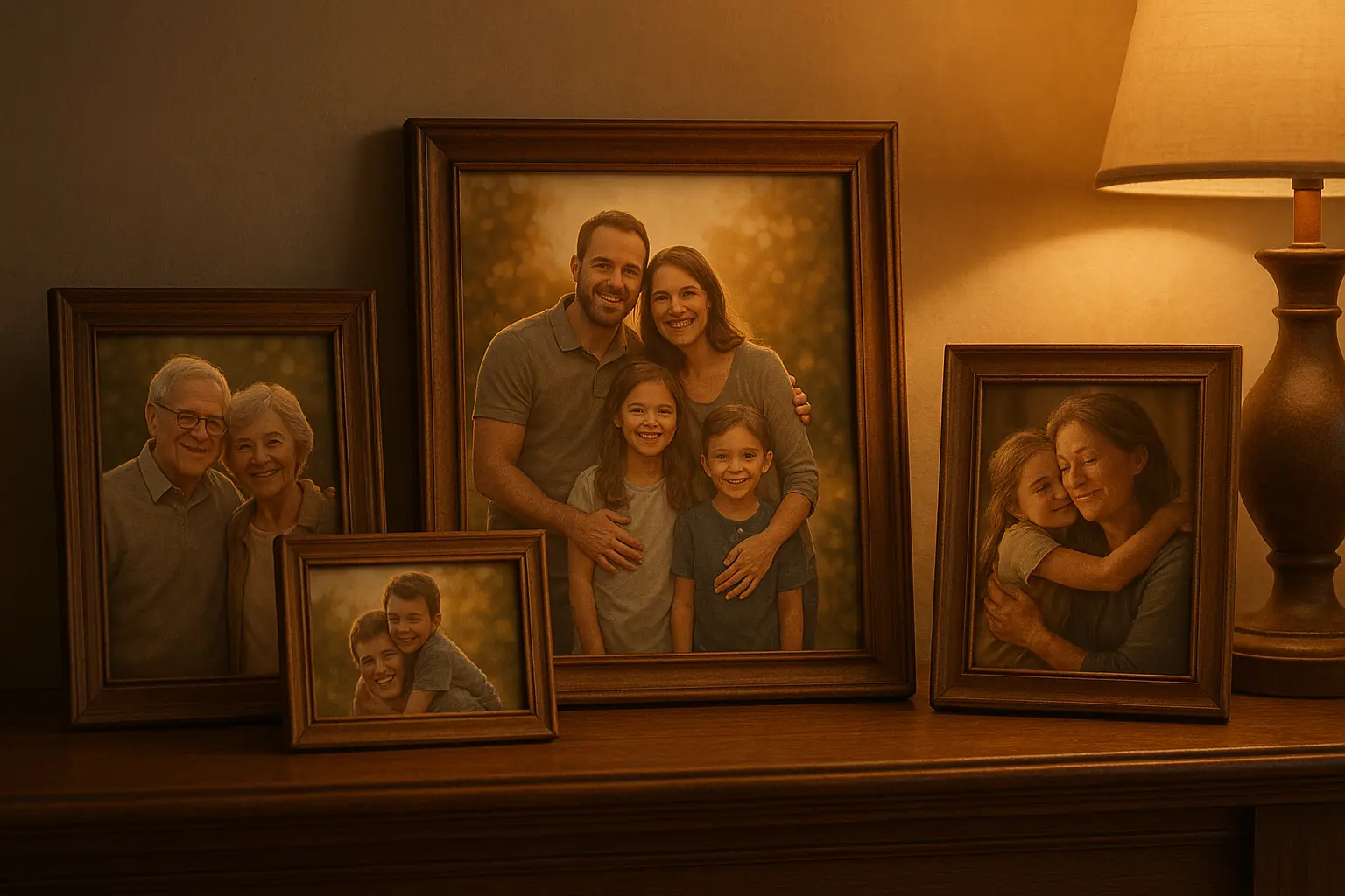 Family gathered sharing memories at funeral service