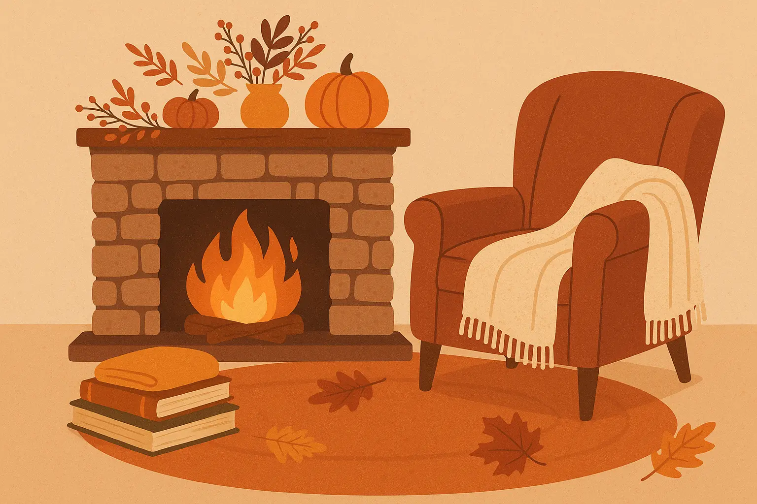 Cozy fireplace reading nook