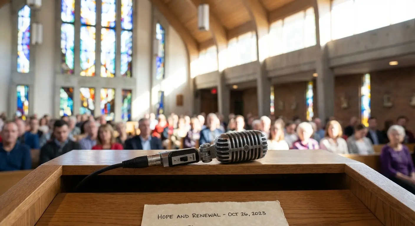 Speaker delivering a poem at a podium with good posture