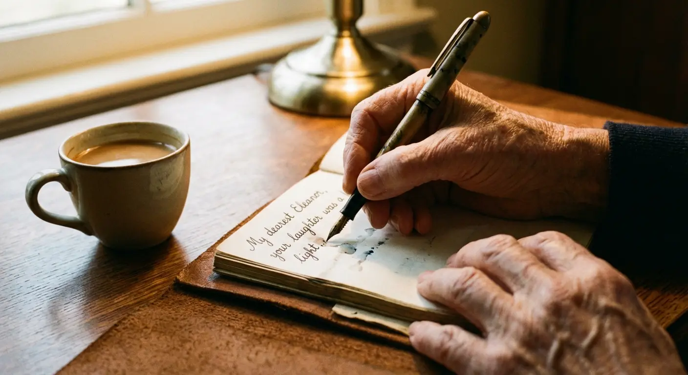 Person giving a speech at a celebration of life event