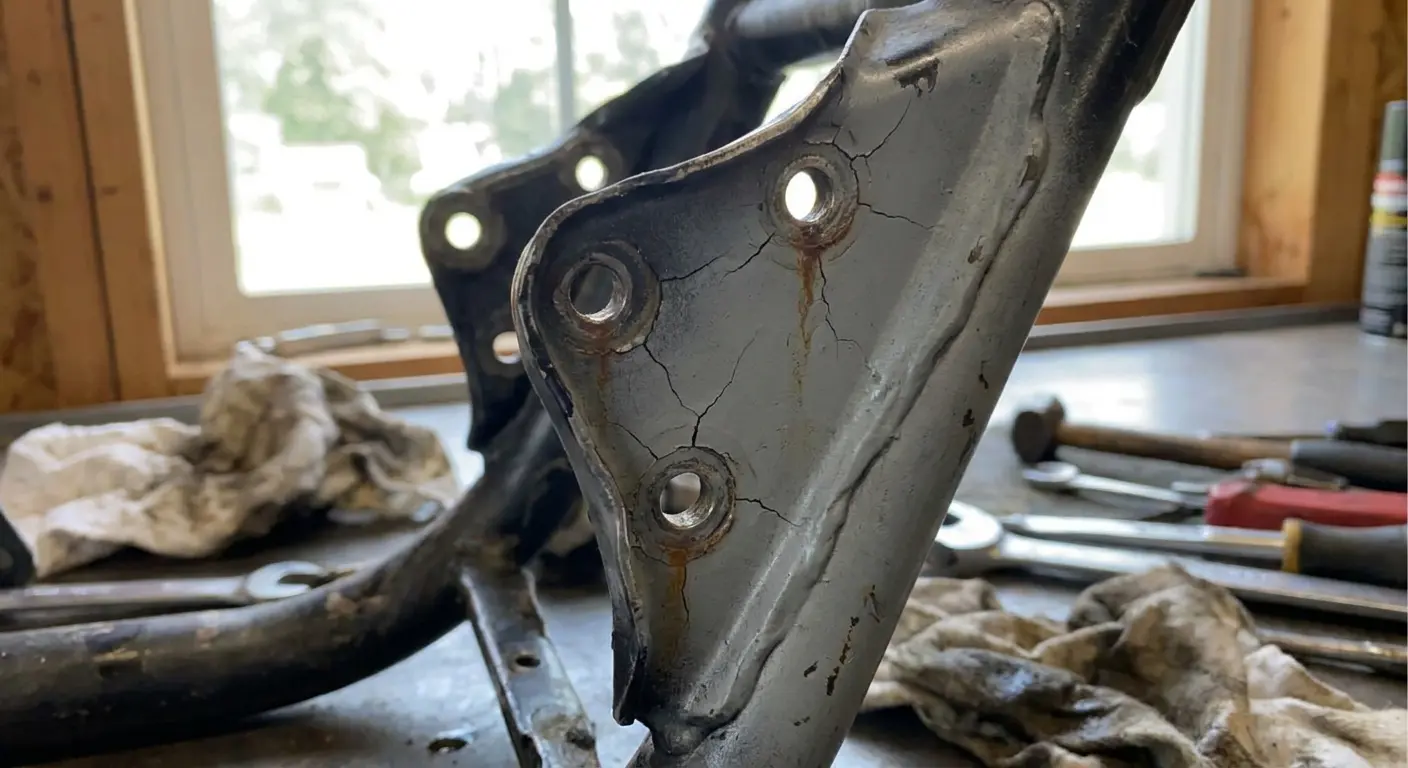 Motorcycle frame stress points requiring careful inspection during purchase evaluation