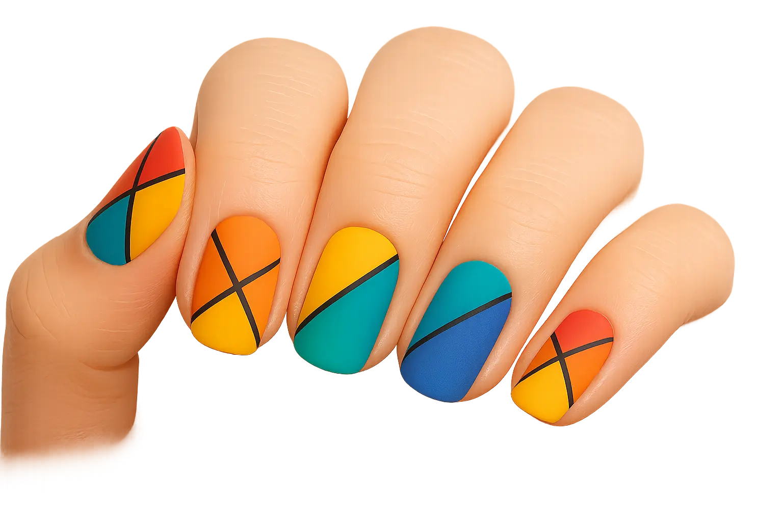Abstract rainbow swirl nail art